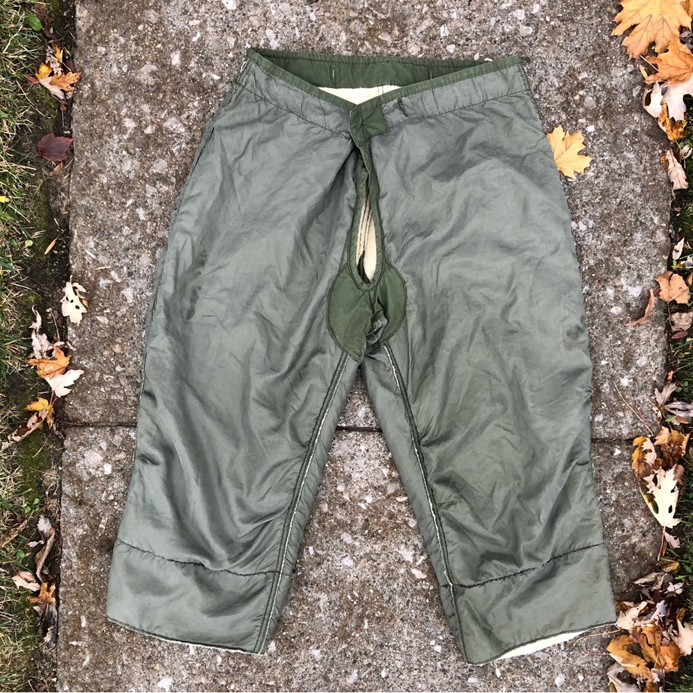 Vintage Korean era field liner cotton/nylon reversible pants.